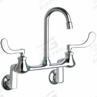 CHICAGO FAUCETS Gooseneck Kitchen/Bathroom Faucet: Wall, Widespread, Cast Brass, Polished Chrome (MPN 631-RABCP). Key specifications — Color/Finish: Polished Chrome; Series: 631; Includes: Mounting Hardware.