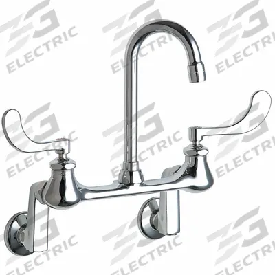 CHICAGO FAUCETS Gooseneck Kitchen/Bathroom Faucet: Wall, Widespread, Cast Brass - Widespread Utility Faucets