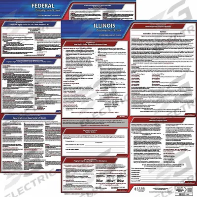 JJ KELLER Labor Law Poster: IL, English, Plastic, 20 in x 24 in - State & Federal Labor Law Poster Sets