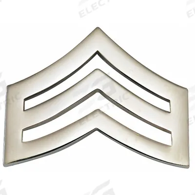 HEROS PRIDE Metal Rank Insignia: SGT. Chevron, 1 in, Silver, Metal, Clutch Pin, Rank Insignia - Metallic Insignia