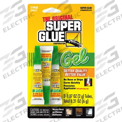 SUPER GLUE Instant Adhesive: Original Gel, Gen Purpose, 0.07 fl oz, Tube, Clear, Gel - General Purpose Instant Adhesives