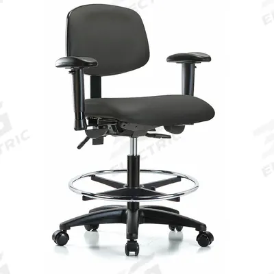 APPROVED VENDOR Cleanroom Chair: Vinyl, Arms Included, Ht Range 22 in to 29 in, 18 1/2 in Seat Wd - Vinyl Lab Chairs