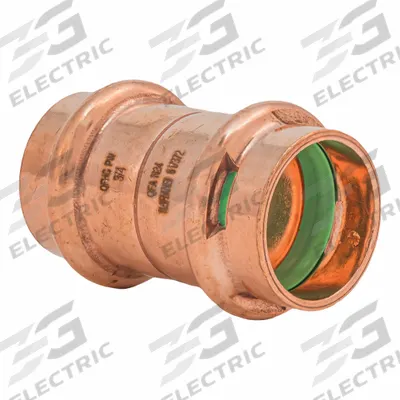 QUICKFITTING SUREPRESS Press Copper Coupling with Stop: 3/4 in CTS x 3/4 in CTS size - Plumbing Copper & Bronze Press Tube Fittings with Seal Window