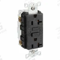 HUBBELL GFCI Receptacle: Duplex, 5-20, Black, GFCI, 125V AC, 20 A, 2 Pole / 3 Wire (MPN GFRWR20BLK)