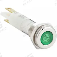 APPROVED VENDOR Flush Panel Light: 5/16 in Panel Mounting Hole Dia, LED, Green, Flush Head, H08 (MPN 24M067). Key specifications — Brand: APPROVED VENDOR; Electrical Connection: 0.11 Male Quick Disconnect.