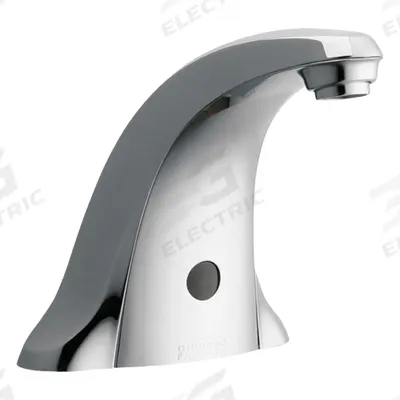 CHICAGO FAUCETS Sensor Faucet: E-Tronic 40, Cast Metal, Polished Chrome Finish, Centerset - Single-Post Sensor Bathroom Faucets