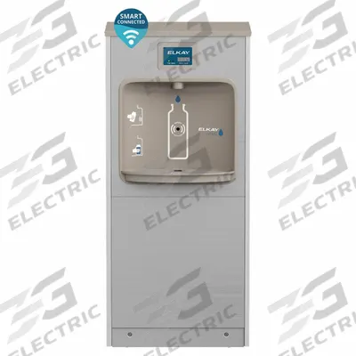 ELKAY Bottle Filling Station: Freestanding, 8 gph @ 50°F, Stainless Steel, Gray - Freestanding Bottle Fillers
