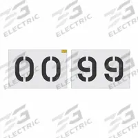 RAE Stencil Set: 00 to 99, 8 in Character Ht, 6 in Character Wd, Low Density Polyethylene (LDPE) (MPN 1800-116-80802). Key specifications — Material: Low Density Polyethylene (LDPE); Characters Included: 00 to 99; Brand: RAE; Included Characters: 00 to 99.