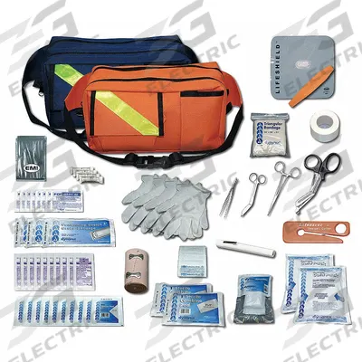 EMI Trauma PAC: 74 Components, Nylon, Bag, Blue, Medication Included - Fanny Pack Trauma Kits