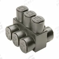 BURNDY Multitap Connector: 3 Port, Double-Sided Entry, 4 AWG – 600 kcmil Wire Size, Black (MPN 1PLD6003). Key specifications — Body Material: Aluminum; Brand: BURNDY.