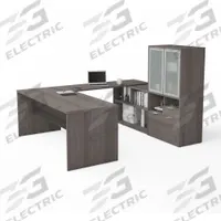 BESTAR U-Shaped Office Desk: Bark Grey, 71 1/8 in Overall Wd, 88 5/8 in Overall Dp, Bark Grey (MPN 160861-47). Key specifications — Color: Bark Grey; Desktop Color: Bark Grey; Material: Particle Board; Product Material: Laminate Particle Board.