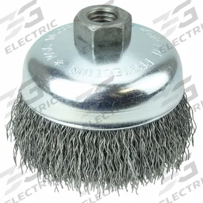 WEILER Crimped Wire Cup Brush: Crimped Steel, 4 in Dia, 0.02 in Fill Dia - Light-Cleaning Brushes for Carbon Steel
