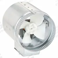 In-Line Duct Fan: 180 cfm Max., 6 in Duct, 7.5 W, 120V AC, 1 Ph, Galvanized Steel (MPN EF-6). Key specifications — Includes: External Junction Box for Easy Wiring; Brand: TJERNLUND; Speed Controllable: Yes; High-Efficiency Motor: No; Nameplate Voltage: 120V AC; Number of Speeds: 1; Airflow @ 0.000 in SP - Range: 0 to 249 cfm; High-Efficiency Motor_Broad: Standard-Efficiency Motor.