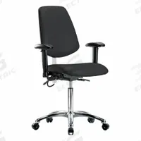 ESD Task Chair: Vinyl, Arms Included, Ht Range 21 1/2 in to 29 in, 18 1/2 in Seat Wd, 17 in Seat Dp (MPN BR-ESD-VMBCH-MB-CR-T1-A1-NF-EC-ESDBLK). Key specifications — Foot Support: No; Back Tilt Backward: 13.5°; Back Tilt Forward: 10.5°; Base Material: Aluminum; Brand: APPROVED VENDOR; Product Type: ESD Task Chair; ESD-Safe: ESD-Safe; Seat Tilt Backward: 3°.