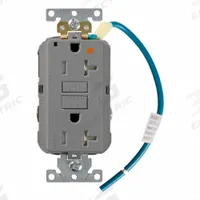 LEVITON Plugs and Receptacles: Duplex, 5-20, Gray, GFCI, 125V AC, 20 A, 2 Pole / 3 Wire (MPN GFTR2-IGG)