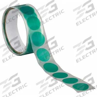 3M Film Tape: Disc, 1 in Dia, 3.2 mil Thick, Polyester Film, Silicone, Green - High-Temperature Film Masking Tape Discs
