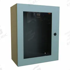 HAMMOND Electrical Enclosure: Steel, 20 in x 16 in x 8 in, NEMA 12/3R/4, Solid with Window Cover (MPN EN4SD20168WGY). Key specifications — Closure Method: 1/4-Turn Latch; Brand: HAMMOND; Knockouts: Not Included.