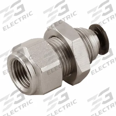 AIGNEP Push To Connect Fitting: 8 mm OD x 1/4 in Pipe Size, Push-to-Connect x FBSPP - Nickel-Plated Brass Tube Fittings