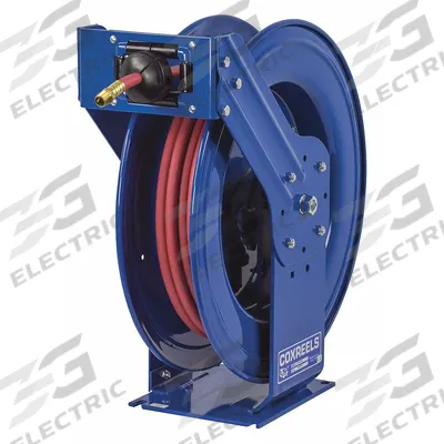 COXREELS Spring Return Hose Reel: 75 ft. (1/2" I.D.), 1/2 in FNPT, 300 psi Max Op Pressure - Truck-Mount Air or Water Spring-Return Hose Reels