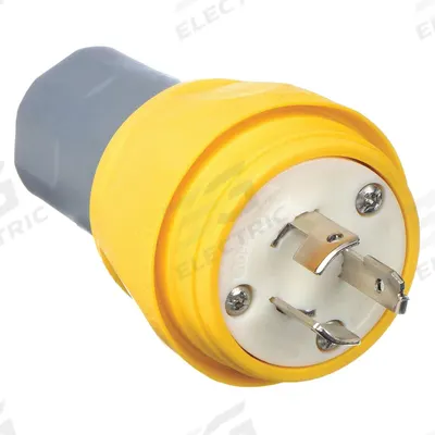 HUBBELL Locking Plug: Non-NEMA, Yellow, 125/250V AC, 20 A, 3 Pole - Watertight Plugs