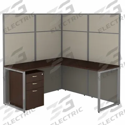 BUSH BUSINESS FURNITURE Modular Cubicle Workstation: 66 in Overall Ht, 60 in Overall Wd - Office Cubicles with Privacy Panels
