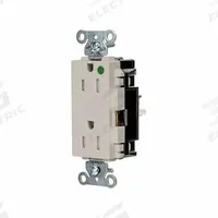 HUBBELL Receptacle: Hospital Grade, Decorator Duplex, 5-15R, Light Almond, 125V AC, 15 A (MPN HBL2172STLATR)
