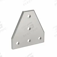 Joining Plate: T Flat Plate, 20 Series, 58 mm x 58 mm x 4 mm, For 5 mm Slot Wd, 5 Holes, Gray (MPN 093VT6060). Key specifications — Material: Aluminum; Brand: FATH INC.; Finish: Matte Chrome Plated.