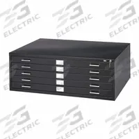 SAFCO PRODUCTS Flat File Cabinet: Black, 5 Drawers, 16 1/2 in Overall Ht, 29 3/8 in Overall Dp (MPN 4994BLR). Key specifications — attr988670: Powder Coated; attr988694: Steel; attr988691: Yes; attr988652: SAFCO PRODUCTS; attr988656: Black; attr988720: Handle.