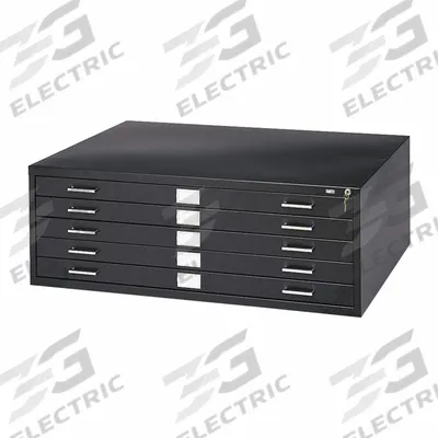SAFCO PRODUCTS Flat File Cabinet: Black, 5 Drawers, 16 1/2 in Overall Ht - Flat File Cabinets