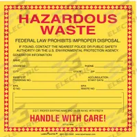 LABELMASTER Waste Label: 6 in x 6 in, 6 in Label Wd, 6 in Label Ht, Label, 100 PK (MPN WM8). Key specifications — Message: Hazardous Waste; Material: Adhesive Back; Brand: LABELMASTER.