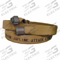 JAFLINE Fire Hose: Double Jacket, 2 1/2 in Hose Inside Dia, 25 ft Hose Lg (MPN JL250T025-NP250). Key specifications — attr660609: NPSH; attr660602: Rocker; attr660607: Aluminum.