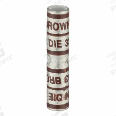 APPROVED VENDOR Open Barrel Splice: 2 AWG Wire Size, Brown Code, 1.9 in, Copper Barrel - Crimped Butt Splice Compression Connectors