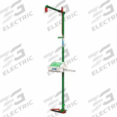 HUGHES SAFETY Shower with Eyewash: Floor Mnt, Covered, Plastic Bowl - Floor-Mount Showers with Eyewash