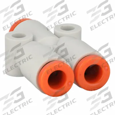 SMC Push-Fit Wye Fitting: 5/32 in OD x 5/32 in OD x 5/32 in OD Size - Polybutylene & Brass Tube Fittings