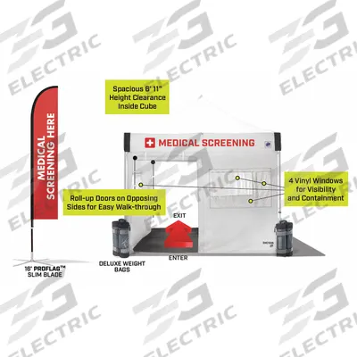 E-Z UP Portable Medical Tent: 10 ft Overall Lg, 10 ft Overall Wd, 11 1/8 ft Overall Ht - Medical Screening Temporary Shelters