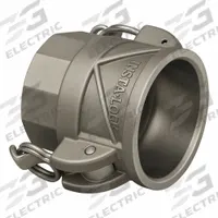 Cam and Groove Insta Lock Couplings: 3 in Coupling Size, 3" Thread Size, 4 1/4 in Overall Lg, FNPT (MPN QCG-D300-SS). Key specifications — Thread Size: 3"; Gasket Material: Nitrile; Fitting Type: FNPT; Includes Locking Arm: Yes; Body Material: Stainless Steel; Brand: CAMPBELL FITTINGS.