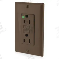 LEVITON GFI Receptacle: Hospital Grade Fed. Spec., Decorator Duplex, 5-15R, Brown, GFCI, 125V AC (MPN GFTR1-HG)