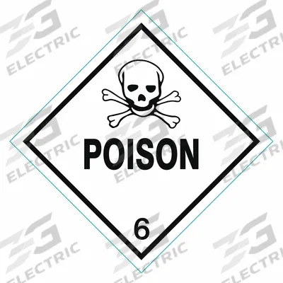 APPROVED VENDOR Container Label: Poison, 4 in x 4 in, 4 in Label Ht, 4 in Label Wd, Vinyl - Class 6: Toxic, Poison Inhalation & Infectious Substances