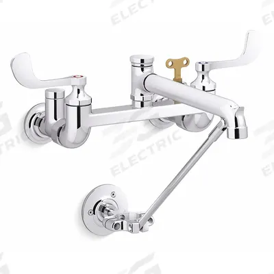 KOHLER Laundry Sink Faucet: Wall, Centerset, Brass, Polished Chrome, 13.5 gpm Flow Rate - Widespread Utility Faucets