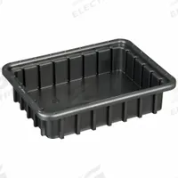 LEWISBINS Divider Box: 0.1 cu ft, 10 3/4 in x 8 1/4 in x 2 1/2 in, Lid Not Included, Plastic (MPN DC1025 XL). Key specifications — Includes Dividers: Dividers Not Included; Includes Lid: Lid Not Included; Material: Plastic; Color: Black; Brand: LEWISBINS.