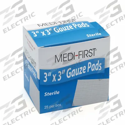 MEDIQUE Gauze Pad: 3 in Dressing Lg, 3 in Dressing Wd, Cotton, Sterile, Fastener Not Included - Gauze Pads