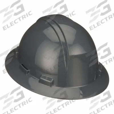 PIP Hard Hat: Dark Gray, No Graphics, Ratchet (4-Point), Ratchet, Polyethylene - General Purpose Full-Brim Hard Hats (Type 1, Class E)
