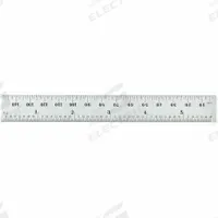 STARRETT Steel Rule, Spring Tempered: C636ME-150, 5 3/4 in / 150 mm, 0.05 in Thick, 0.5 mm/1/64 in. Key specifications — attr939978: 0.5 mm; attr934745: STARRETT; attr944509: Chrome; attr939993: Decimal; attr986193: Etched.