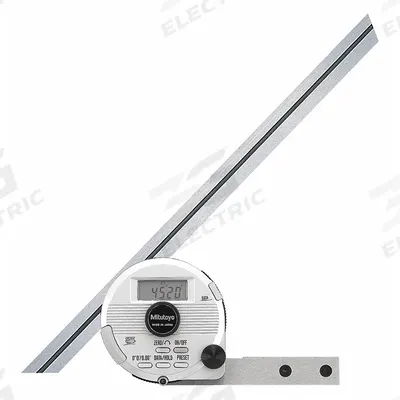 MITUTOYO Digital Bevel Protractor: 12 in Blade Lg, -360°to 360° - Bevel Protractors
