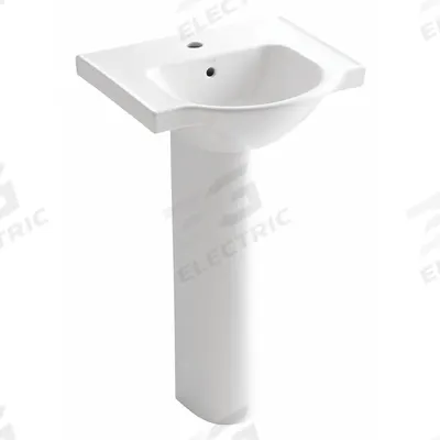 KOHLER Bathroom Sink: Vitreous China, White, Rectangular, 35 1/2 in Overall Ht - Pedestal Bathroom Sinks Without Faucets