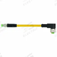MURRELEKTRONIK Cordset: M8 Male Straight X M12 Female Straight, PUR, Yellow, 5 m Cable Lg (MPN 7000-88241-0300500). Key specifications — Cable Jacket Color: Yellow; IP Rating: IP65; Wire Size: 24 AWG; Brand: MURRELEKTRONIK.
