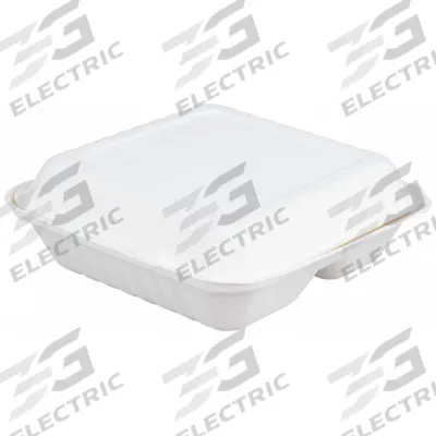 ABILITY ONE Disposable Carry-Out Food Container: White, Hinged Lid Container Container - Hinged-Lid Molded Fiber Containers