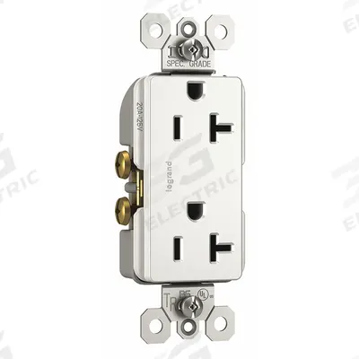 LEGRAND Receptacle: Duplex, 5-20, White, 125V AC, 20 A, 2 Pole / 3 Wire (MPN TR26352RW) - General Purpose Receptacles