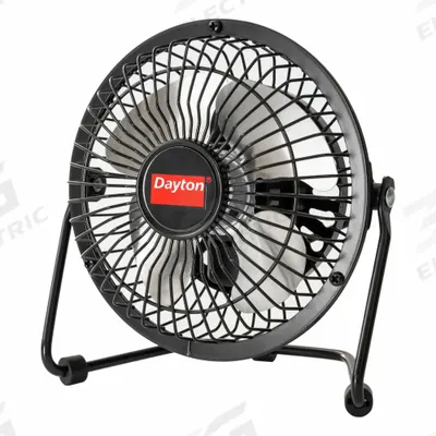 Dayton Circulating Fan: 4 in Blade Dia, Non-Oscillating, 37 cfm Airflow, Cradle - Compact Fans