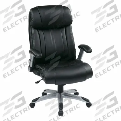 OFFICE STAR PRODUCTS Executive Office Chair: ECH, Flip Up, Black, Leather Material - Adjustable-Arm Office Chairs